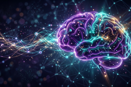 Abstract digitaal brein met gloeiende verbindingen