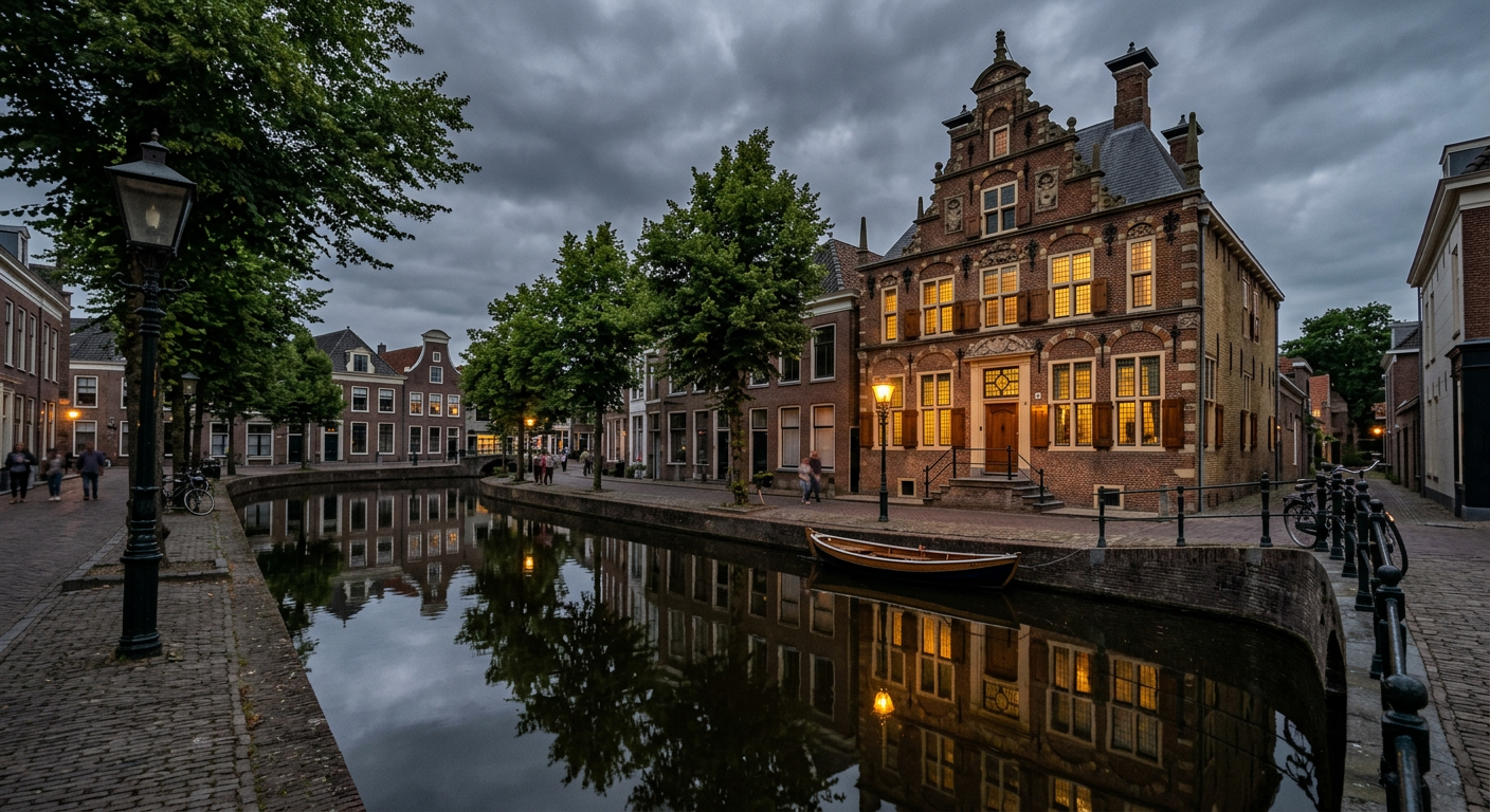 Hollands grachtenpand op een zwoele zomeravond